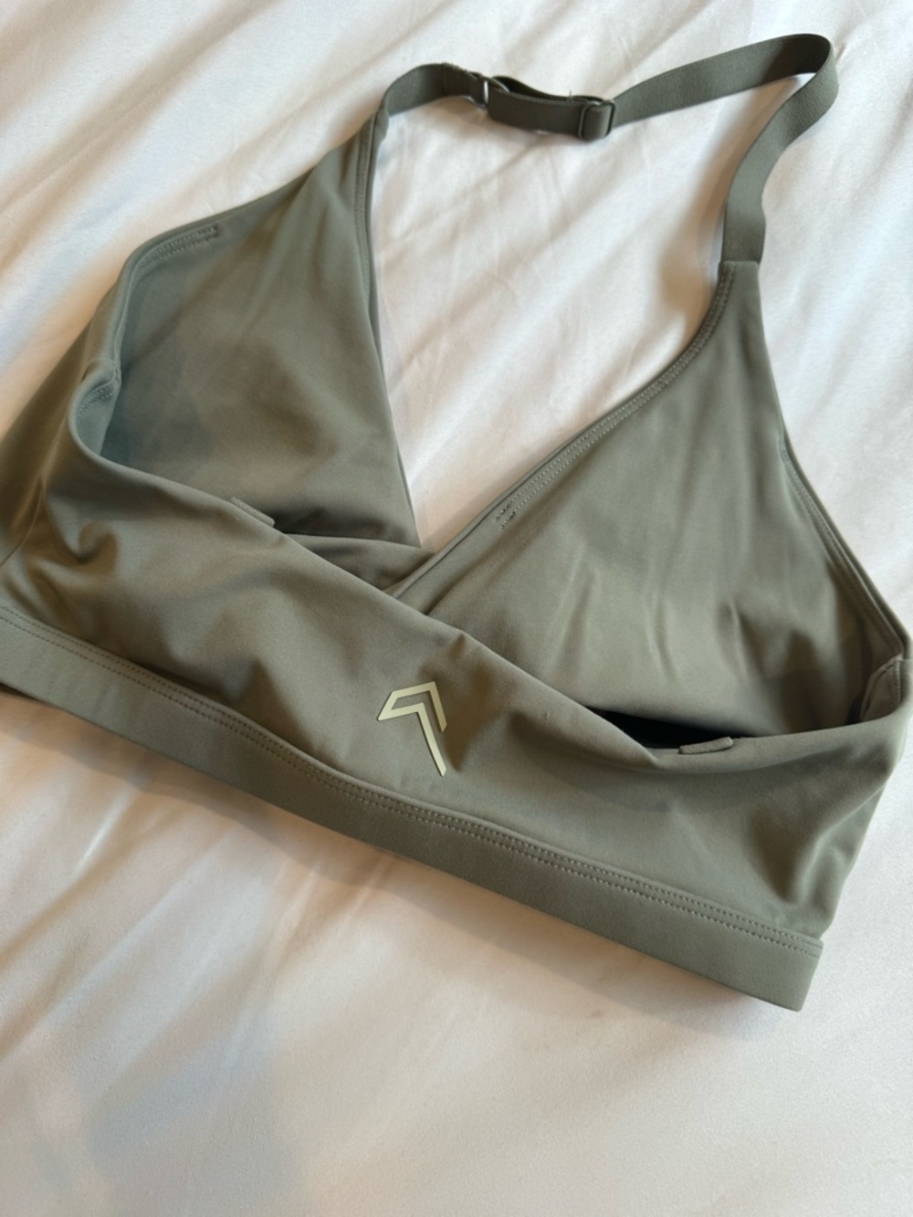 Oner active Triangle swist Front Sports Bralette in Olive Green